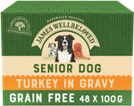 James Wellbeloved Senior Dog Wet Food Pouches, Grain Free Turkey in Gravy 48 x 100g